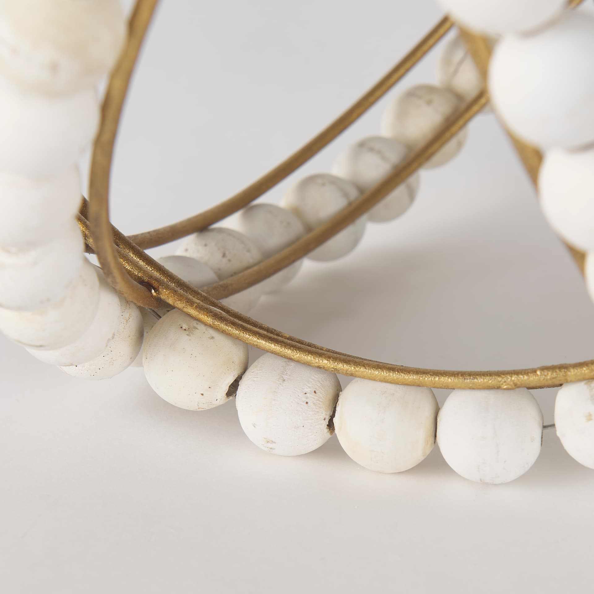Espanlade II Large 11L x 11W White Wooden Beaded Orb — product photograph