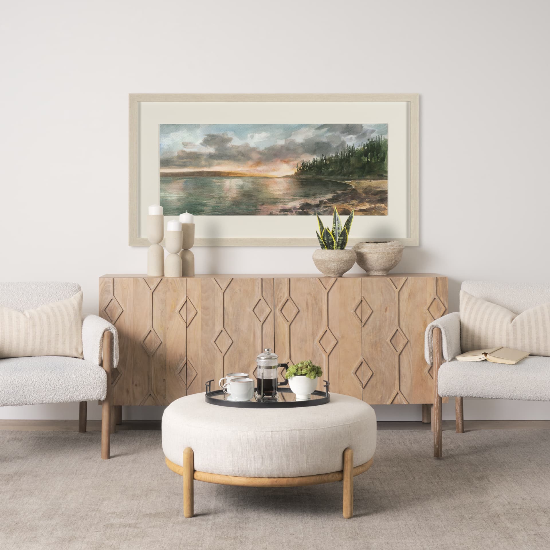 Coastal Splendor II by Mercana Studio Hand Embelished Framed Artwork Matted under Glass — in a styled room