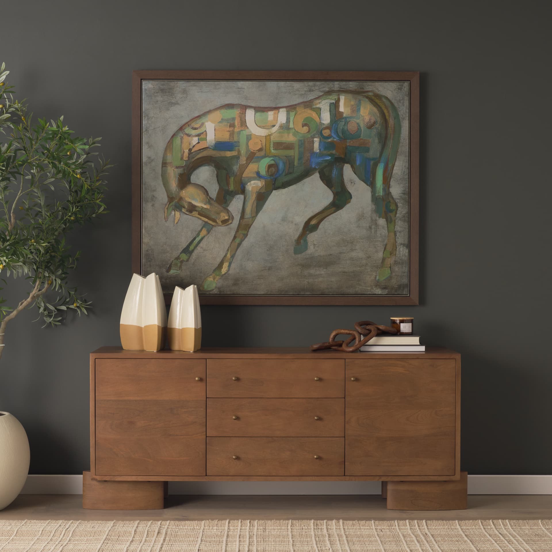 Mosaic Horse I by Mercana Studio a Hand Embellished Textured Framed Canvas — product photograph