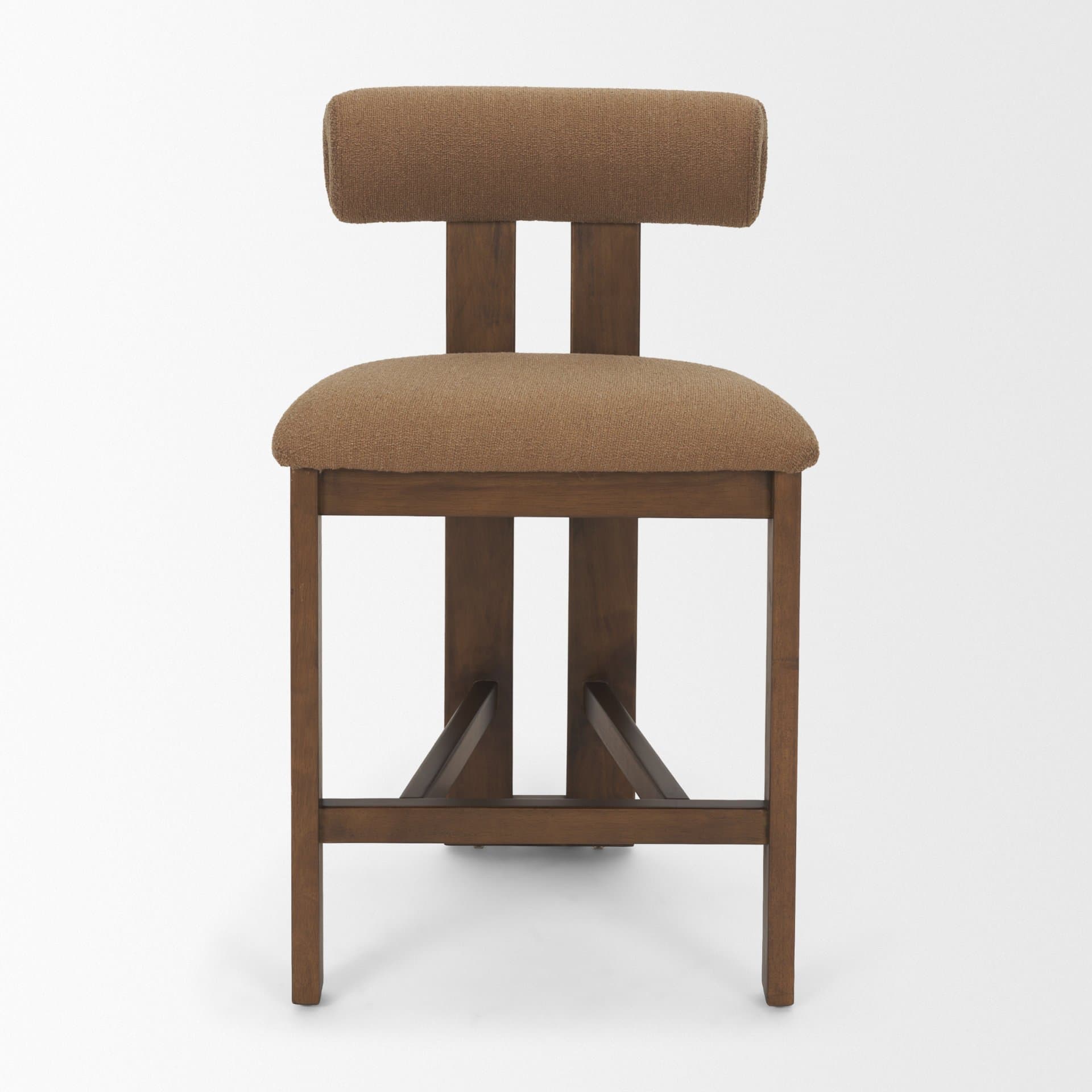 Tribeca Open Back 36.5in Seat Counter Stool | Mocha Fabric w/ Wood — product photograph