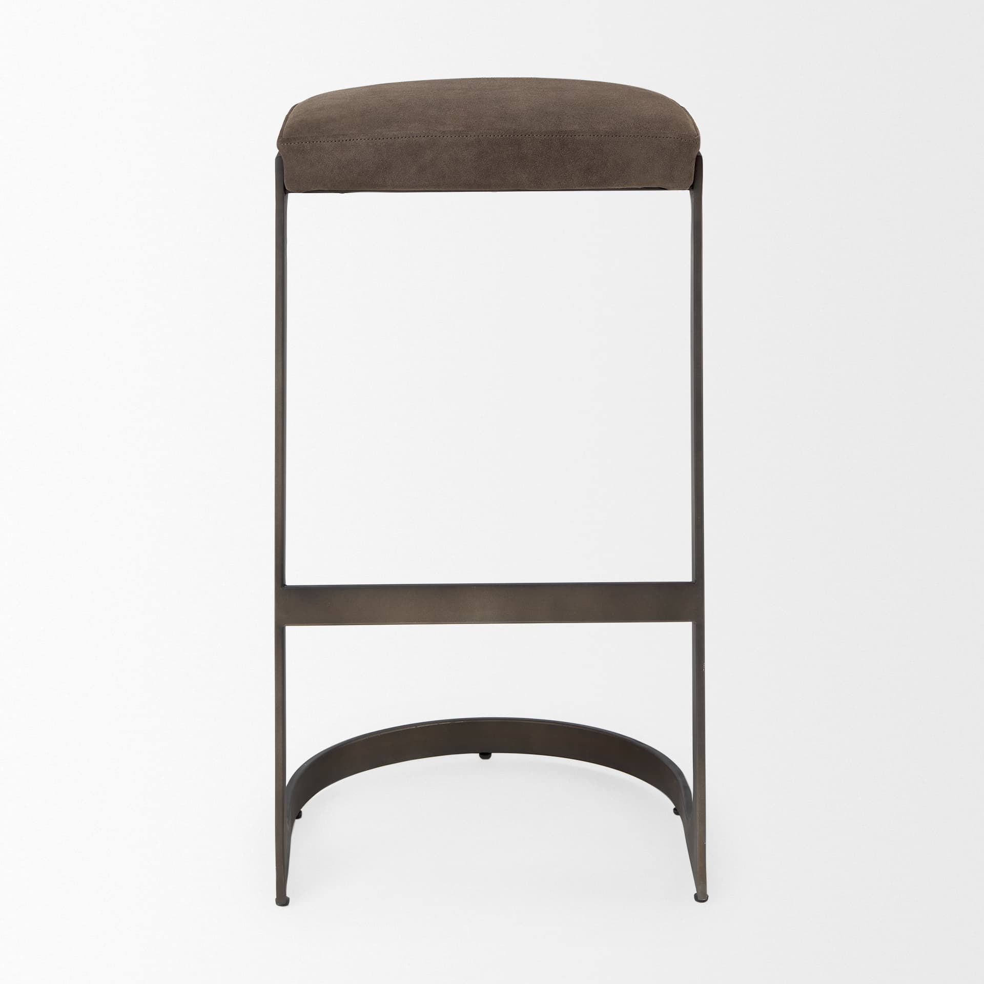 Tyson Backless 31in Seat Bar Stool | Brown/Gray Suede w/ Black Metal — product photograph