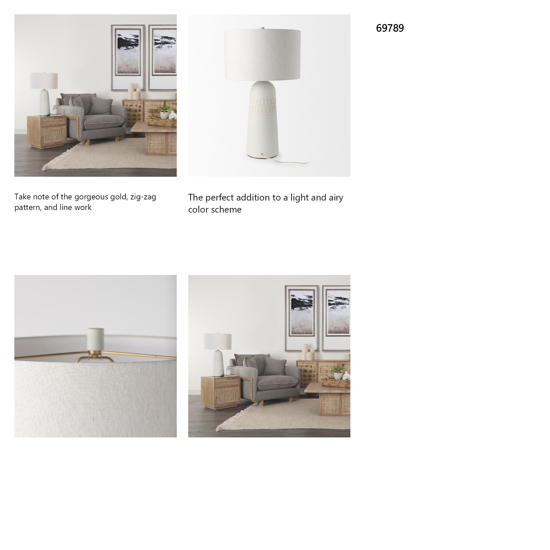 Javier 18.0L x 18.0W x 30.75H Light Base W/Cream Shade Table Lamp — in a styled room