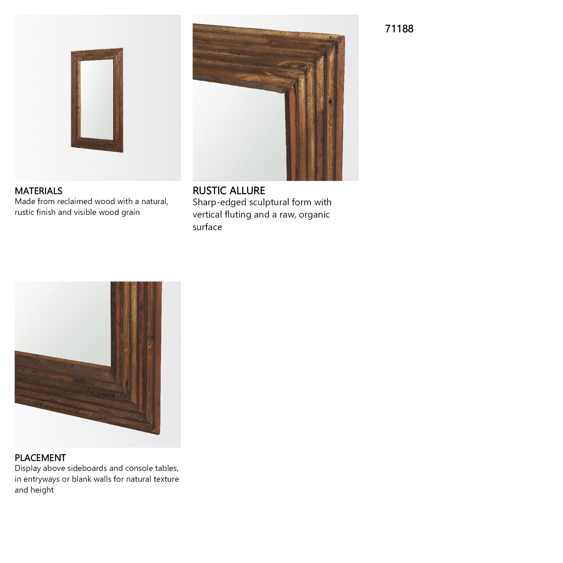 Bennet Small Rectangle Reclaimed Wooden Mirror — in a styled room