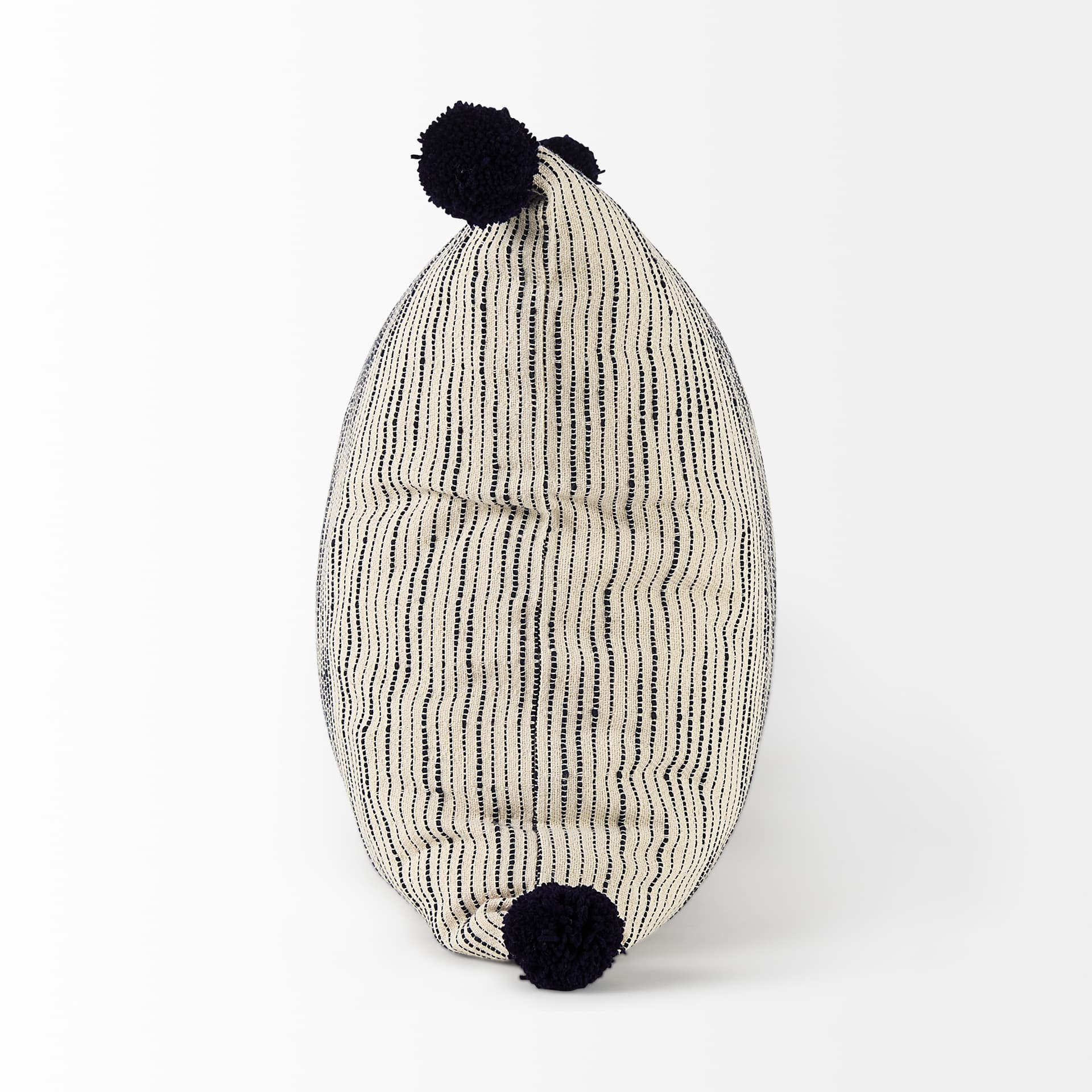Krystal 18x18 Cream/Black Pom Pom Pillow Cover w/Non-Allergen Filler — product photograph