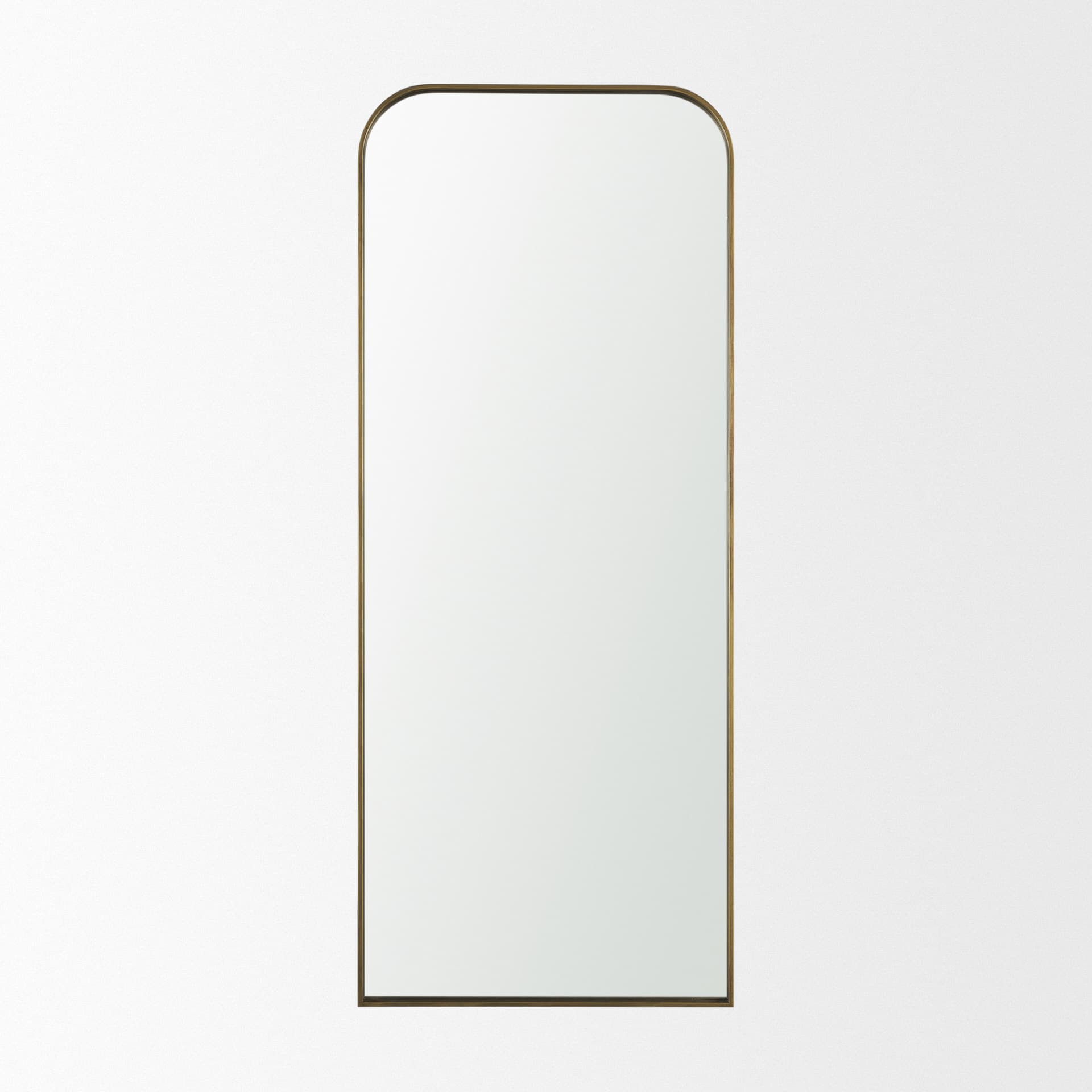 Tamira 75.8" Tall Brushed Brass Metal Arched Mirror — product photograph
