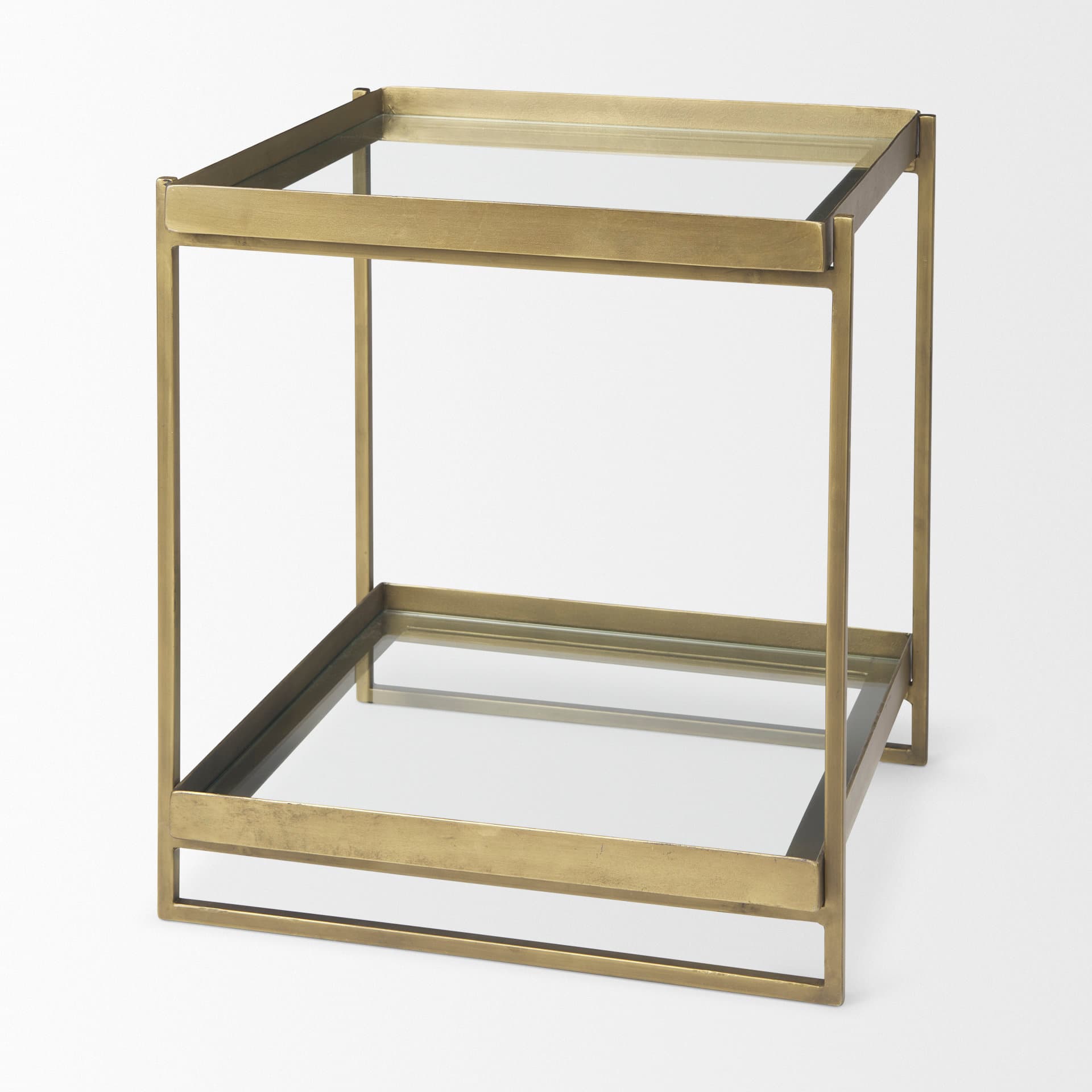 Trey Gold Metal W/Glass Accent Table — product photograph