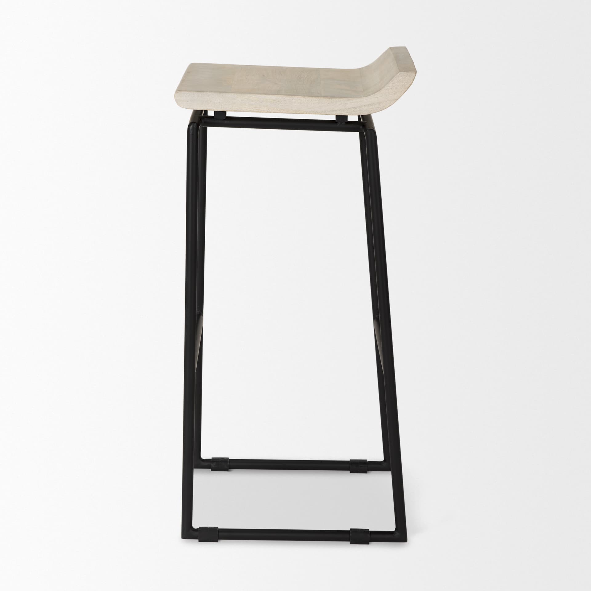 Givens Backless 32in Seat Bar Stool | Natural Wood w/ Black Metal — product photograph