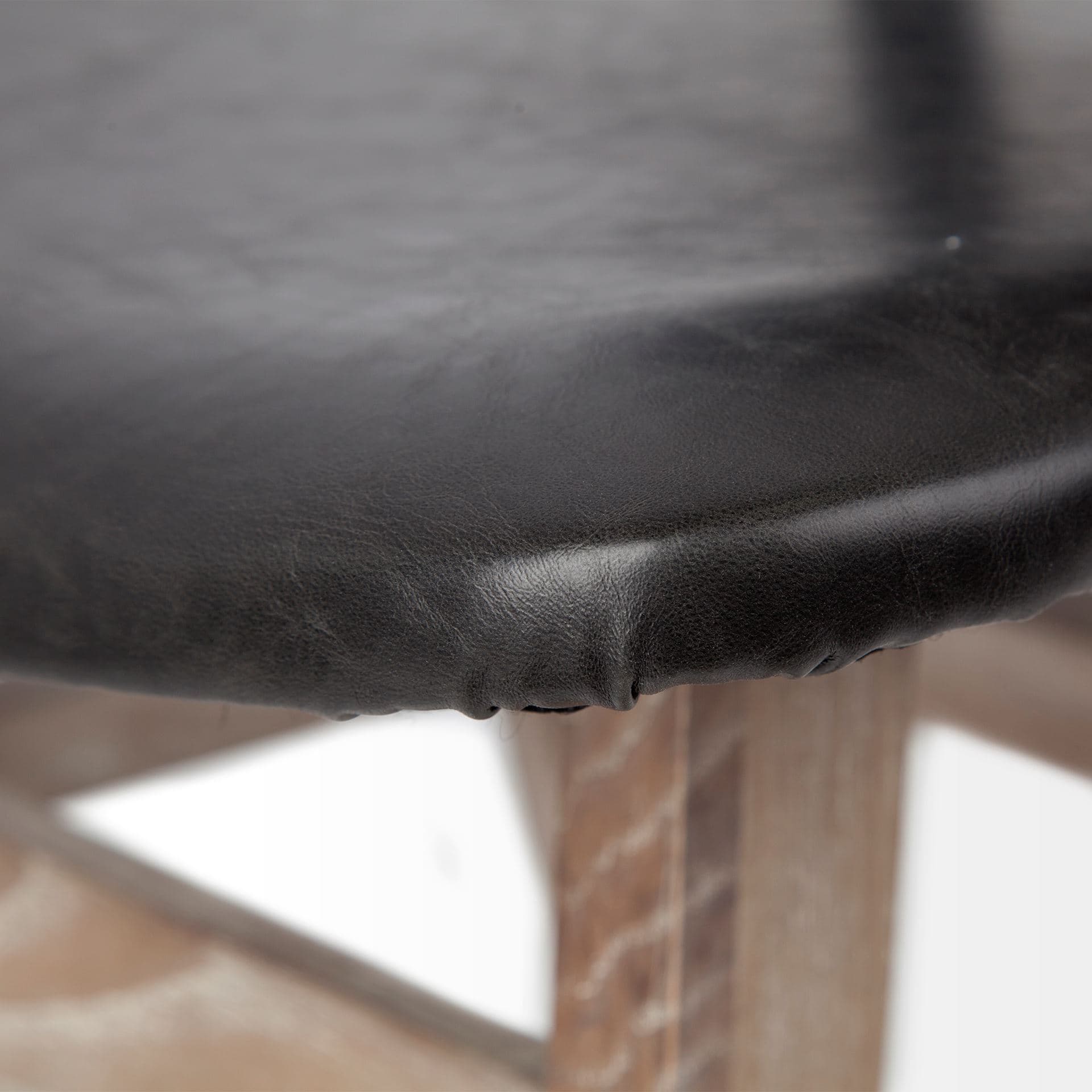 Haden Open Back Dining Side Chair | Black Faux Leather w/ Iron — product photograph