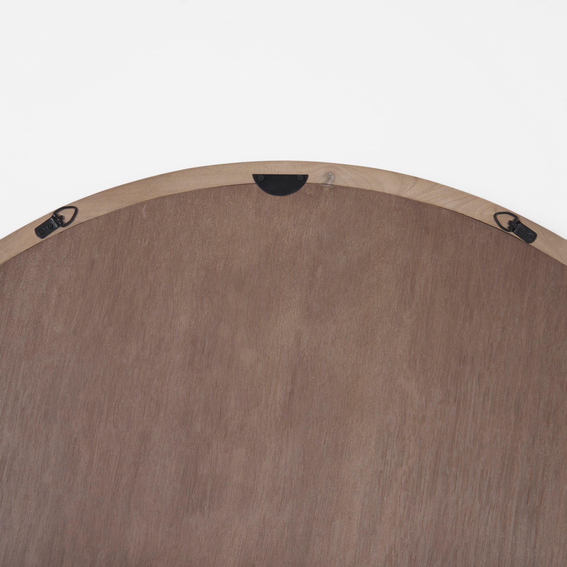 Gambit 46" Round Light Brown Wood Frame Wall Mirror — product photograph