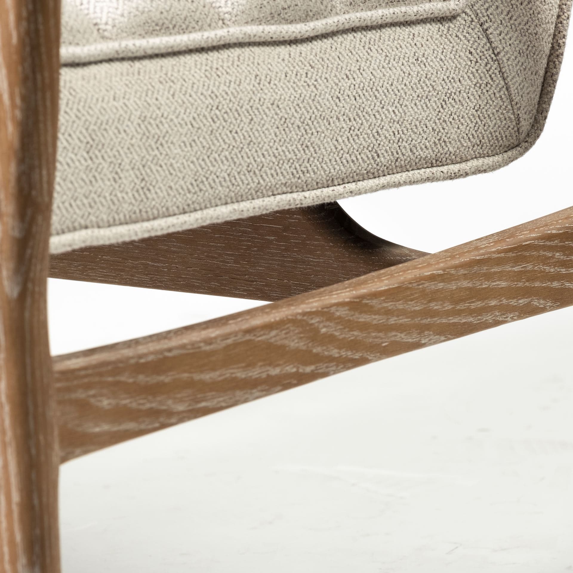 Ajax II Cream Fabric W/ Brown Wooden Frame Accent Chair — product photograph