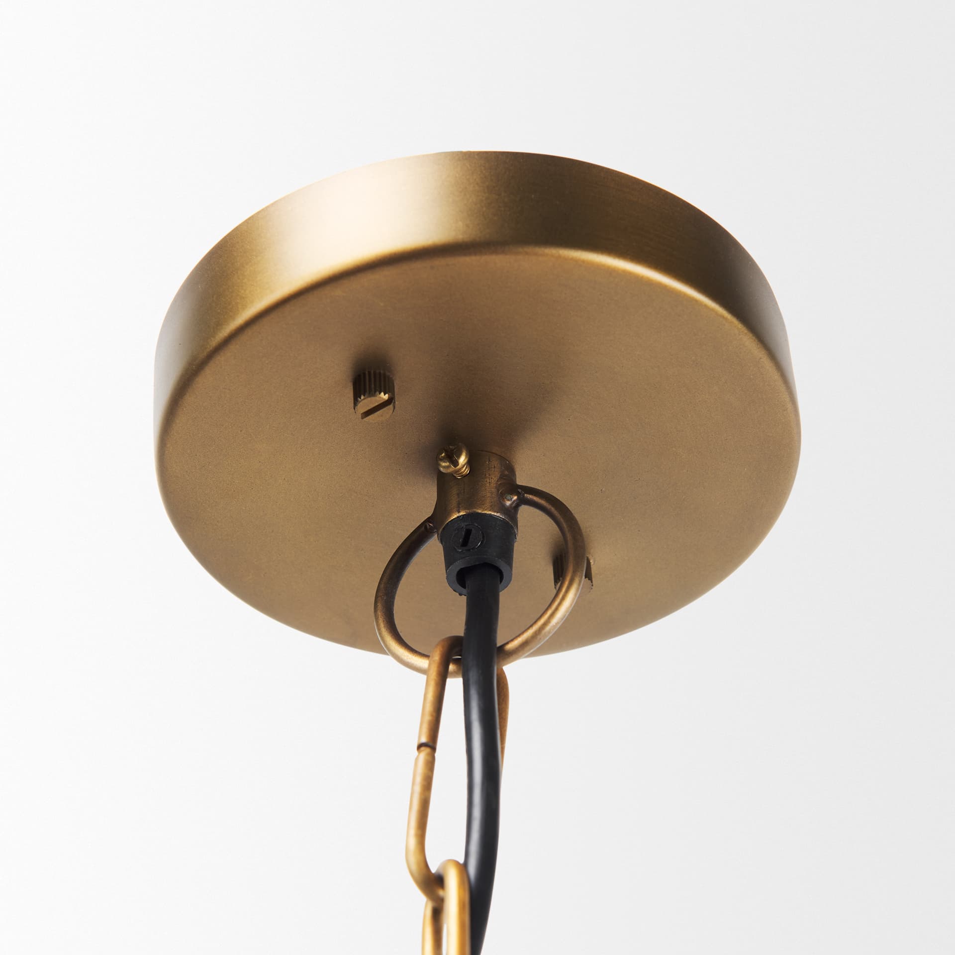 Willson 17.0L x 17.0W x 29.0H Black Iron W/Antique Brass Dome Pendant Light — product photograph