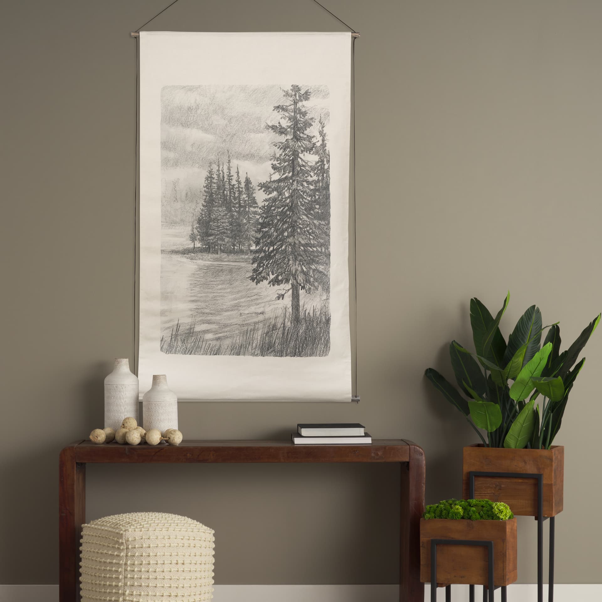 Northern Forest II by Mercana Studio a Hand Embelished Textured Framed Art Print — in a styled room