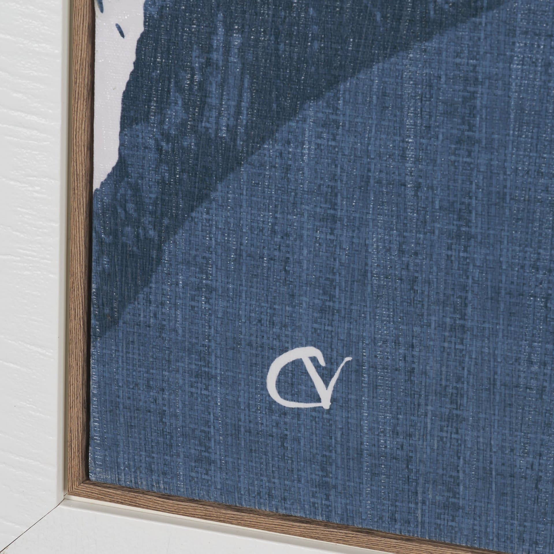 Palm Shadow II (Blue) by Mercana Studio Hand-Embellished Textured Framed Canvas Artwork — product photograph