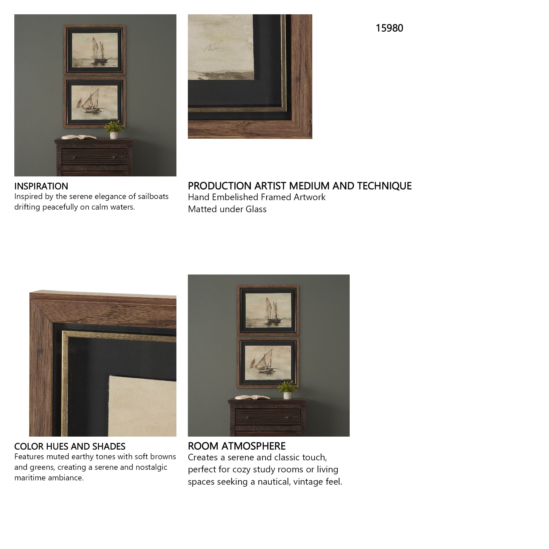Timeless Voyage (Set of 2) by Mercana Studio Hand Embelished Framed Artwork Matted under Glass — product photograph