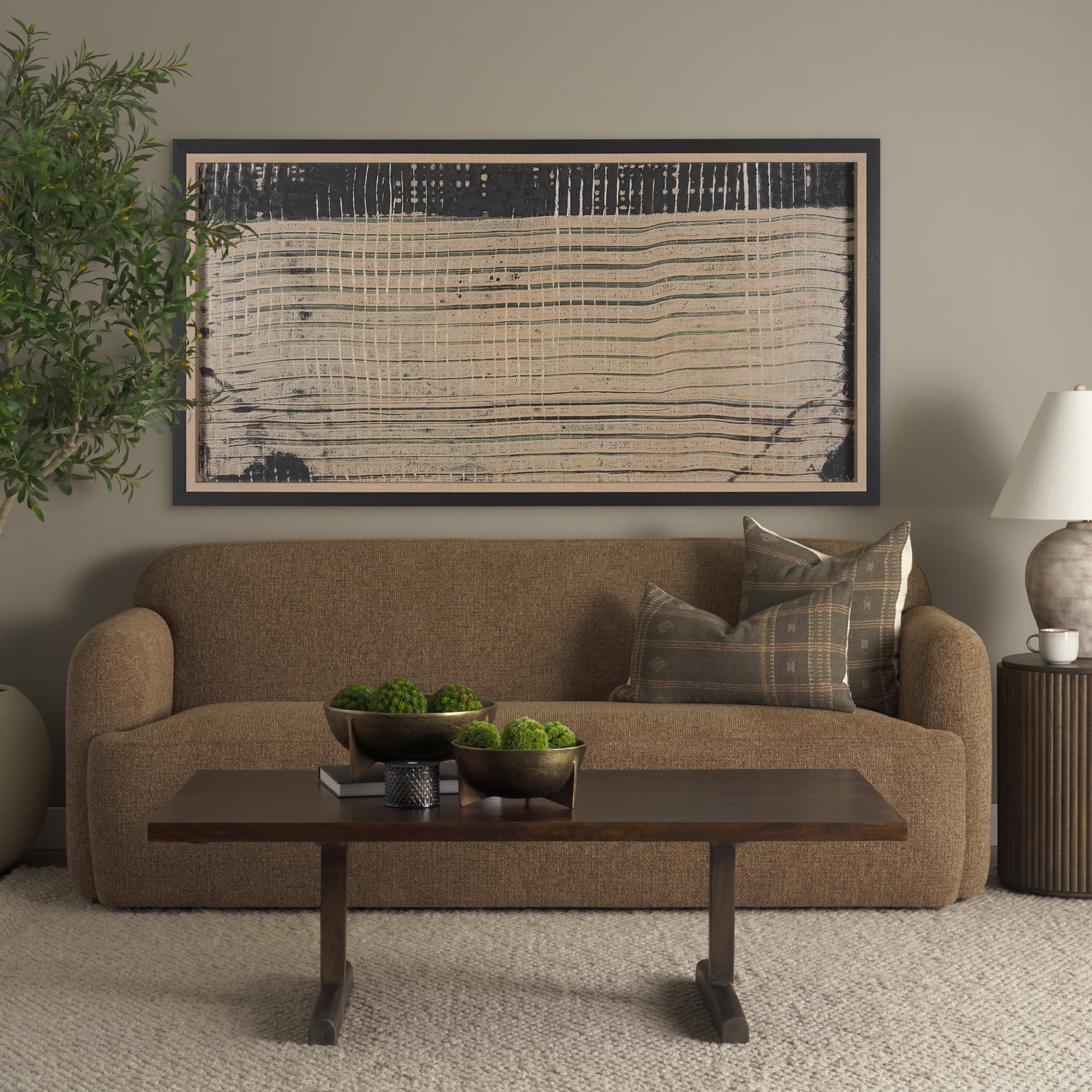 Vertical Horizons by Mercana Studio a Hand Embellished Textured Framed Art Print — in a styled room