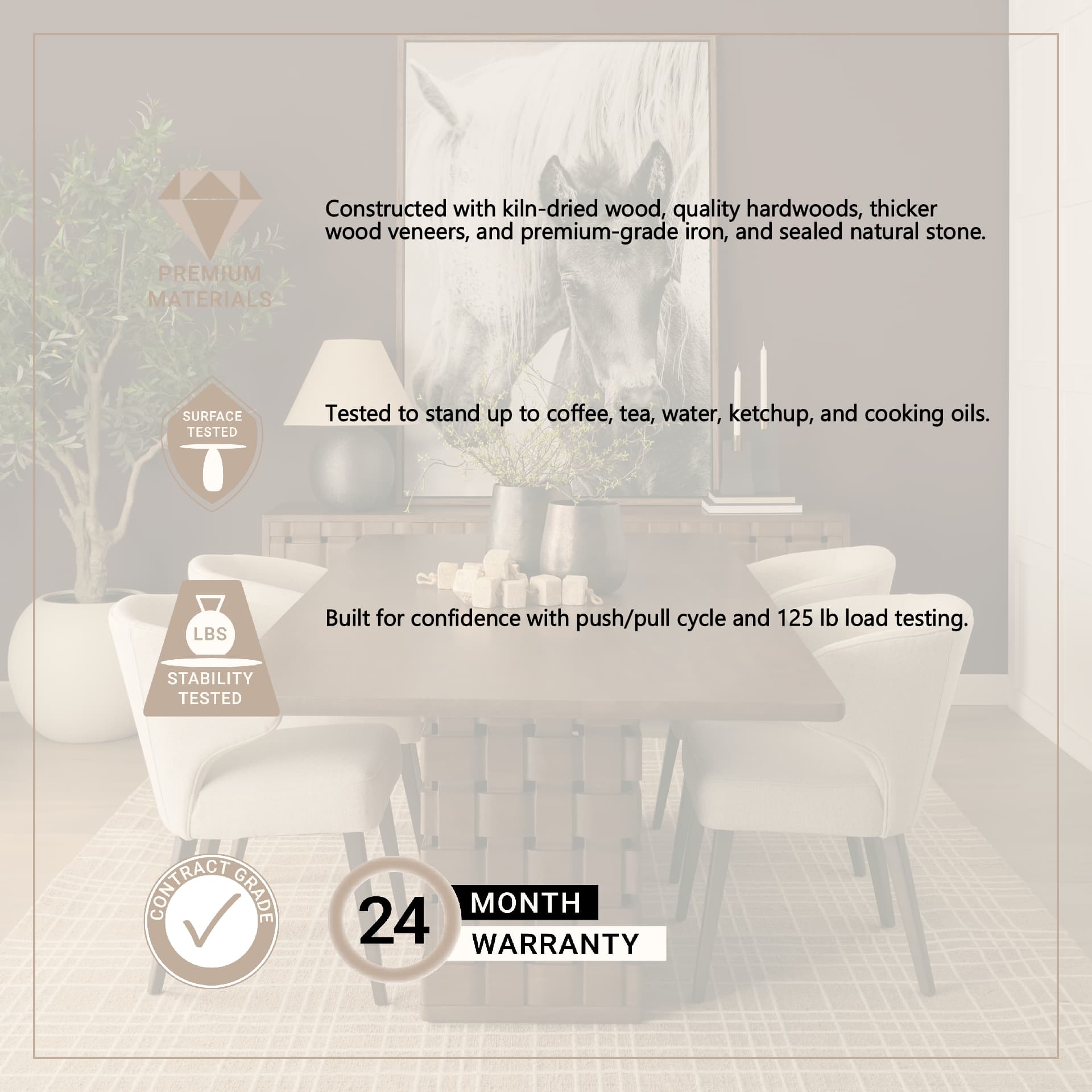 Trellyn 94"L x 44"W Rectangular Dining Table | Modern | Dark Brown Wood | Seats 8 — product photograph