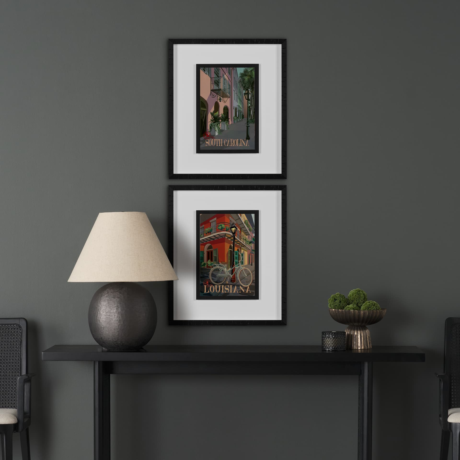 South Carolina Go USA (M) by Mercana Studio a Framed Art Print Matted under Glass — in a styled room