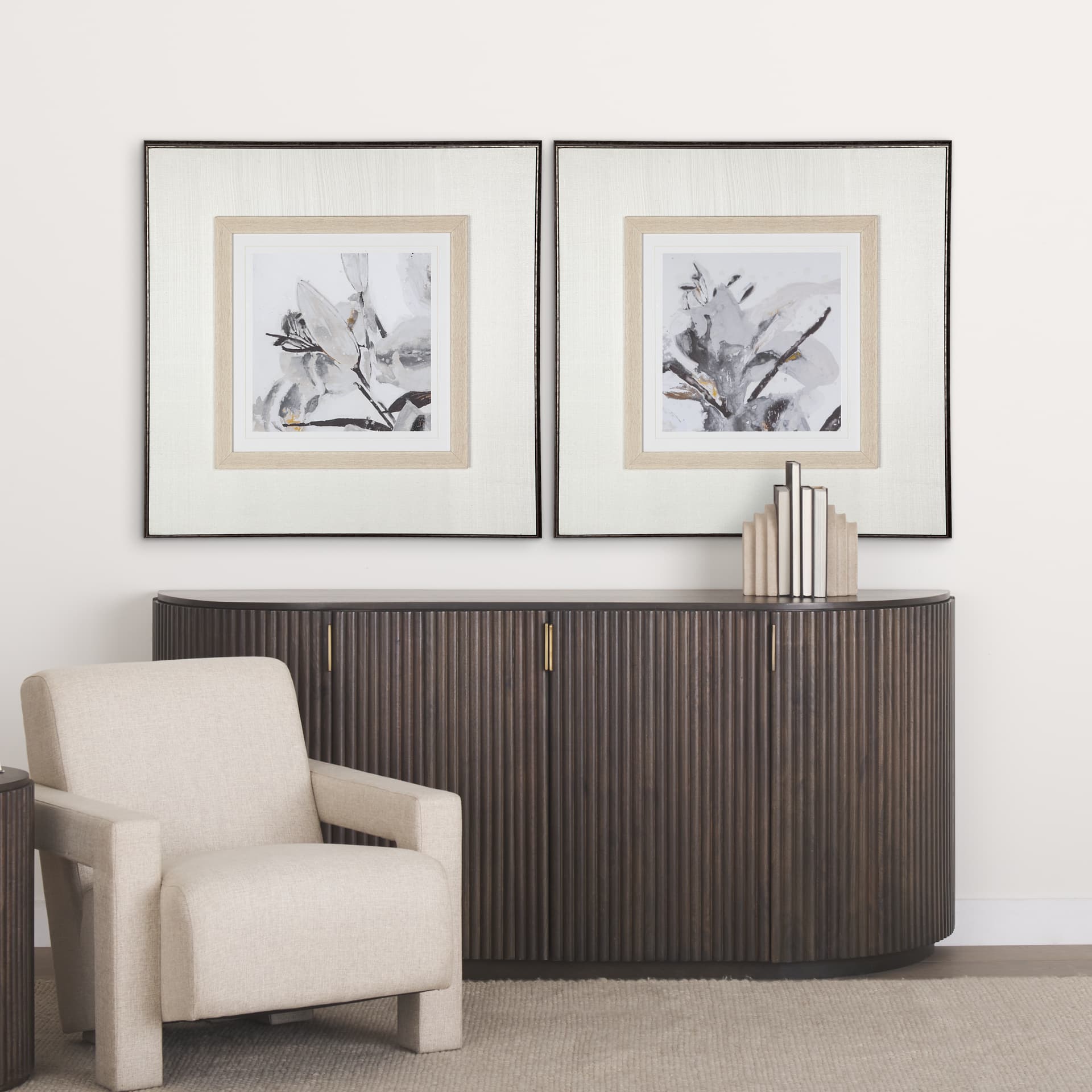Blooming Opalescent I by Mercana Studio Hand Embellished Textured Framed Art Print Matted under Glas — in a styled room
