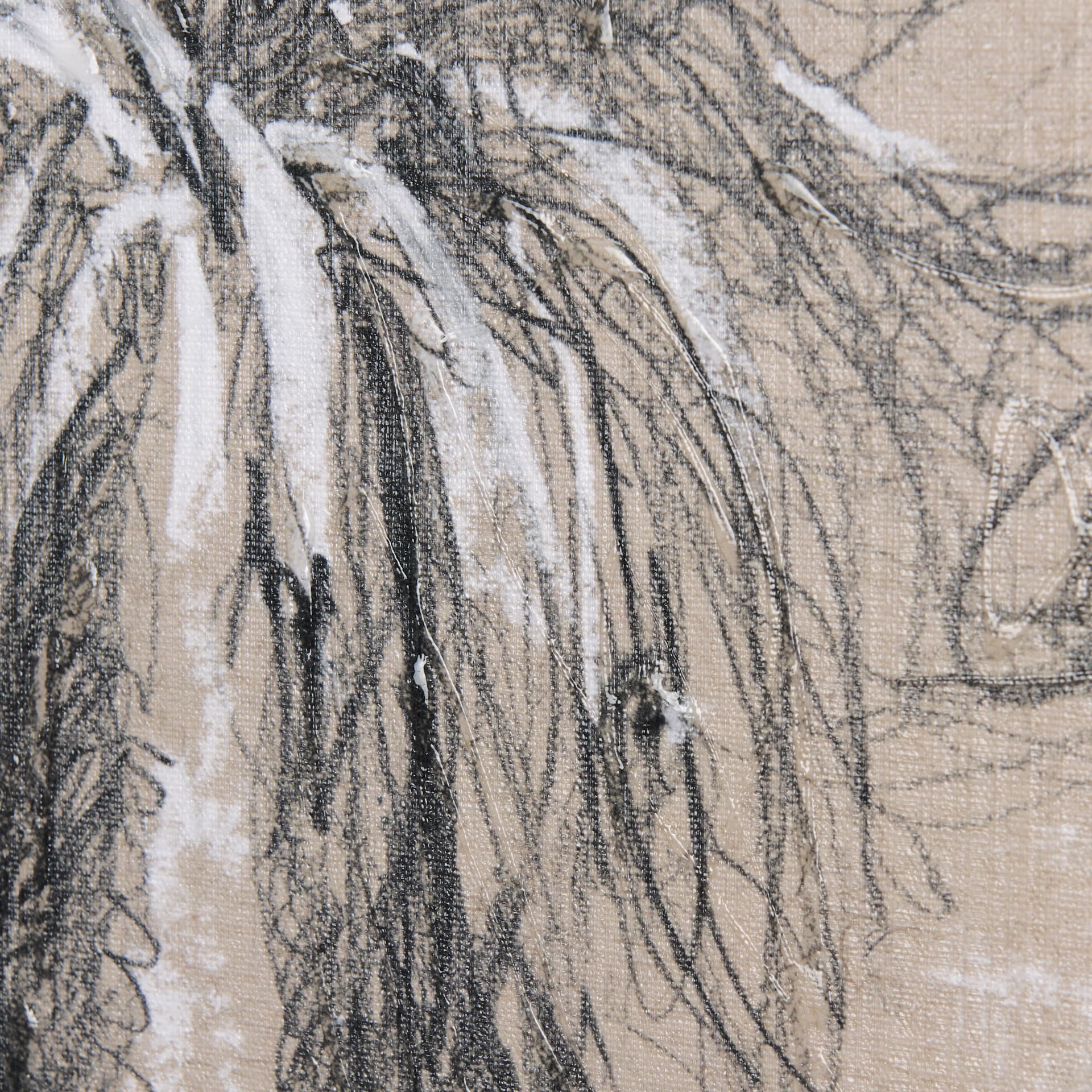 Sketch of animal V (Goat) by Mercana Studio a Hand Embellished Textured Canvas — product photograph
