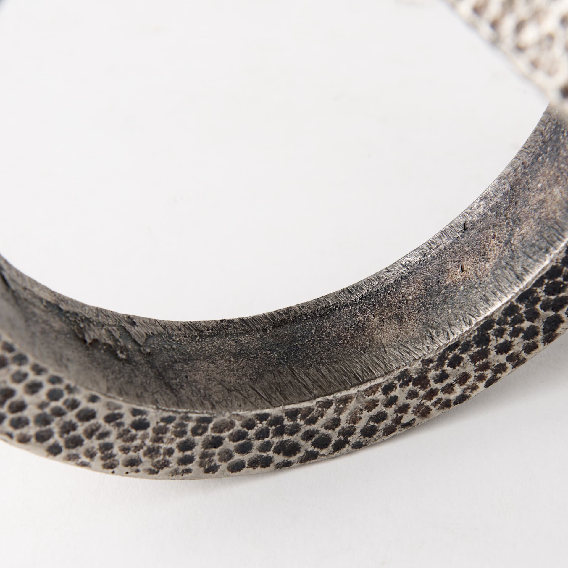 Rafiki Two Blackened Silver Hammered Finish Metal Conjoined Circles — product photograph