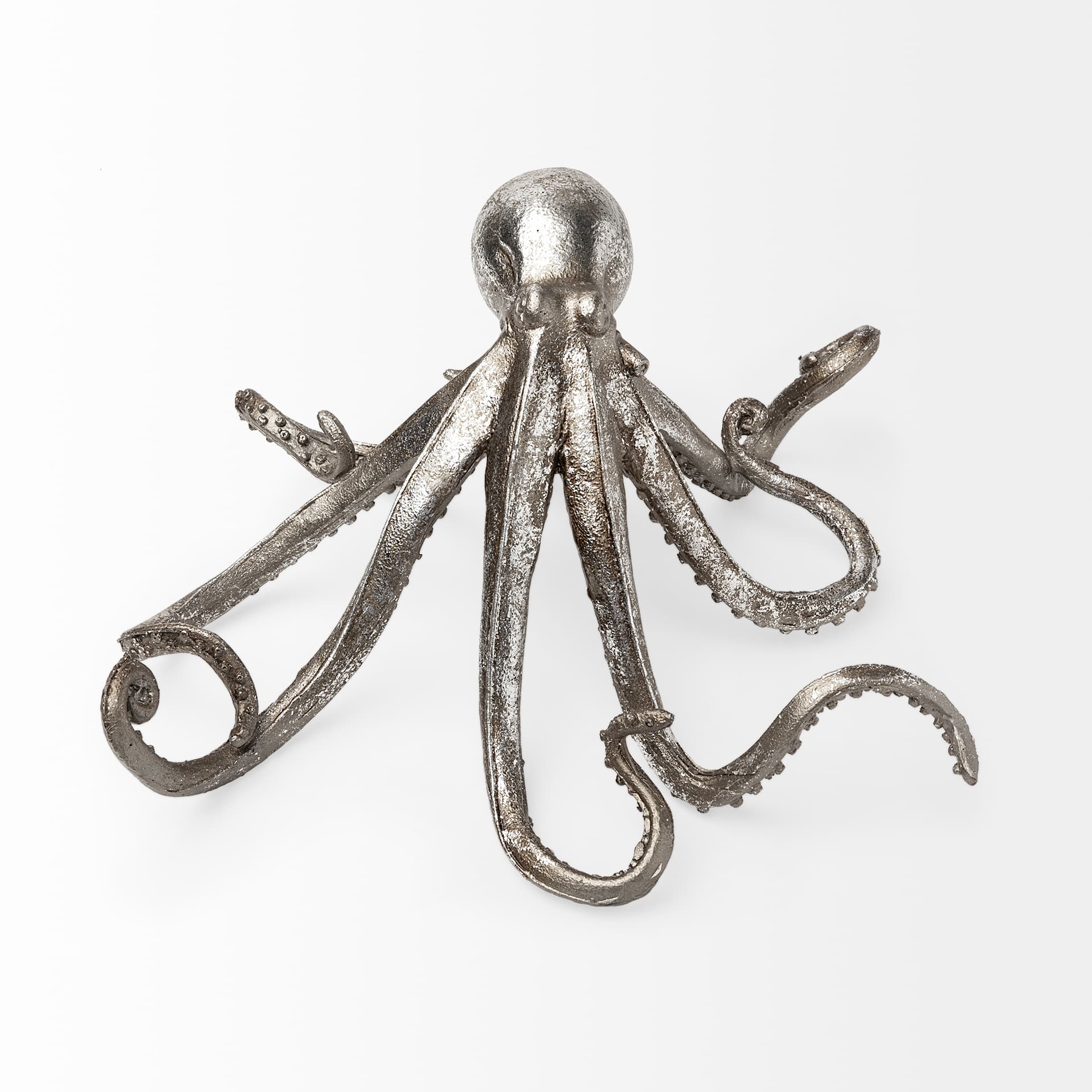 Strafford Medium 13L x 7W Silver Resin Octopus — product photograph