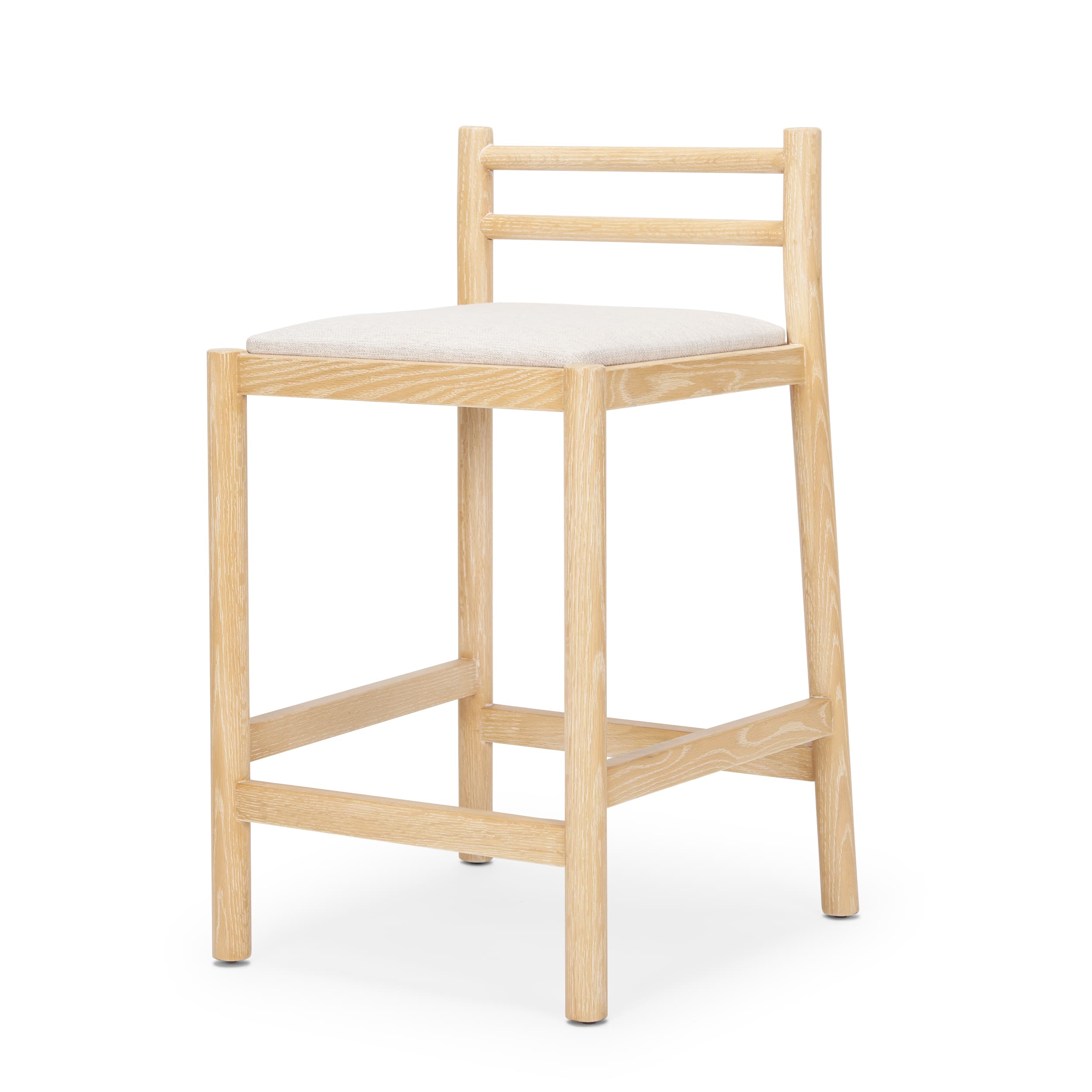 Sam Backless 25.87in Seat Counter Stool | Light Brown Wood w/ Fabric — product photograph
