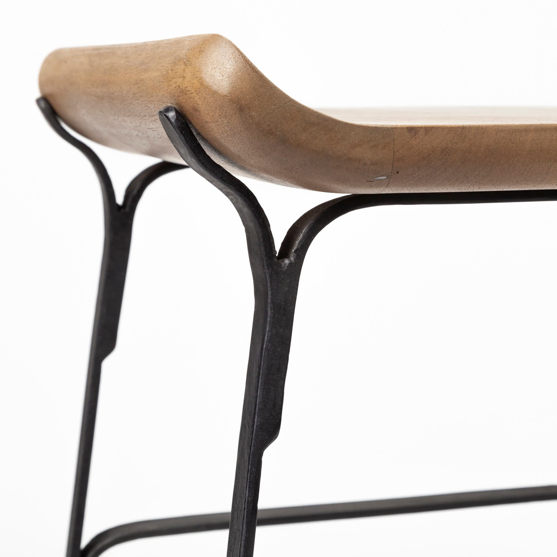 Conan Low Back 25in Seat Counter Stool | Brown Wood w/ Black Metal — product photograph