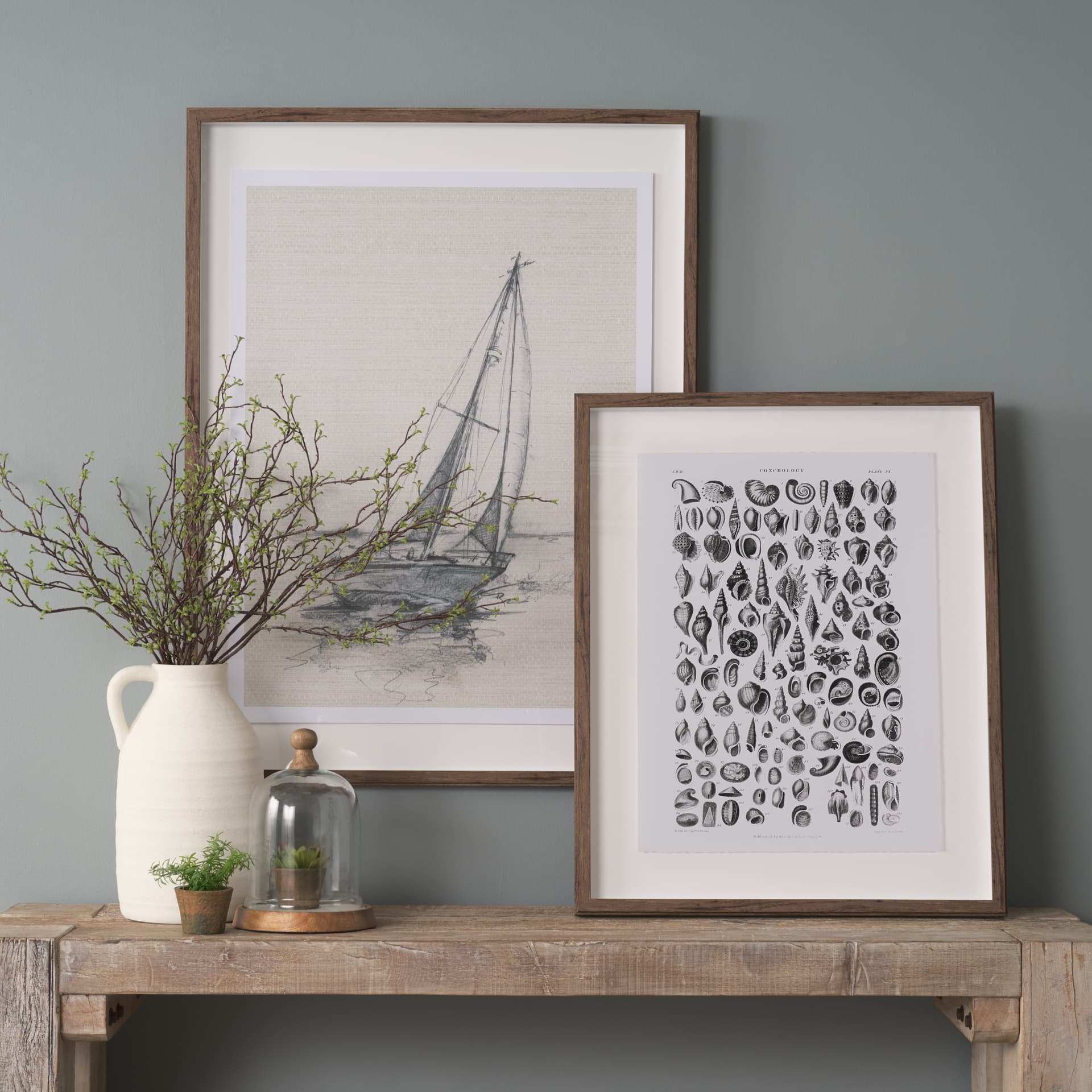 Sealife III by Oliver Goldsmith a Hand Embellished Framed Art Print Matted under Glass — in a styled room