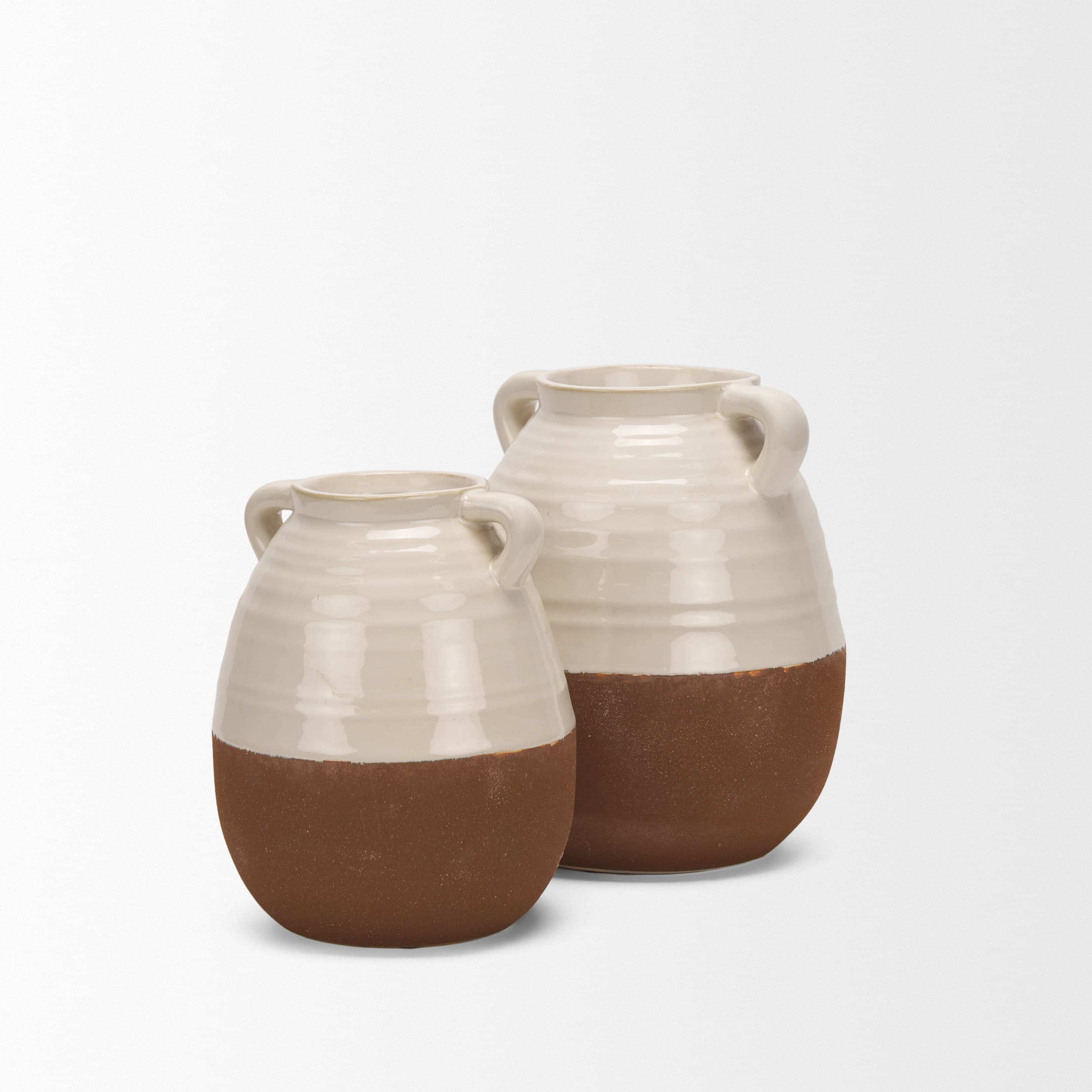 Tryna Large Beige w/ Matte Brown Ceramic Vase — product photograph