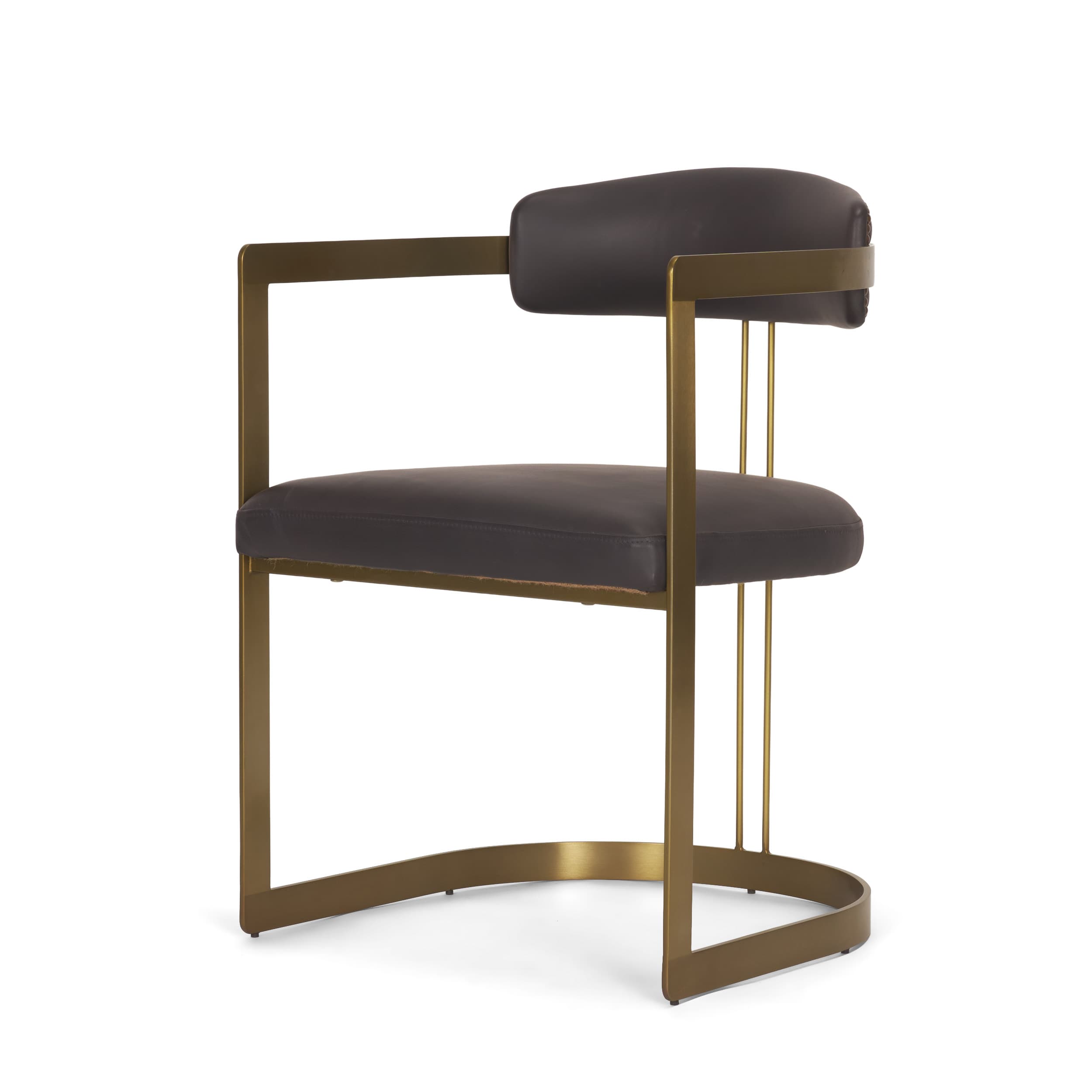 Hollyfield Curved Back Dining Side Chair | Leather w/ Iron — product photograph