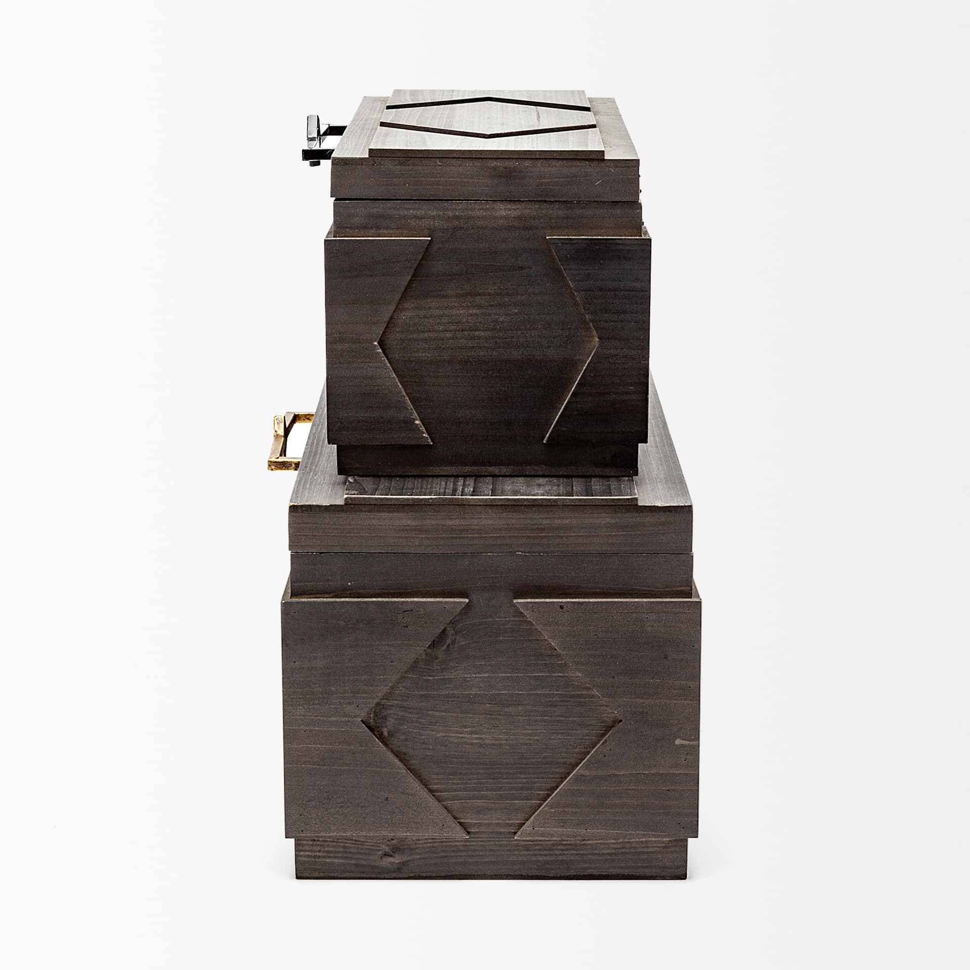 Cassia Set of 2 Brown Wooden Boxes — product photograph