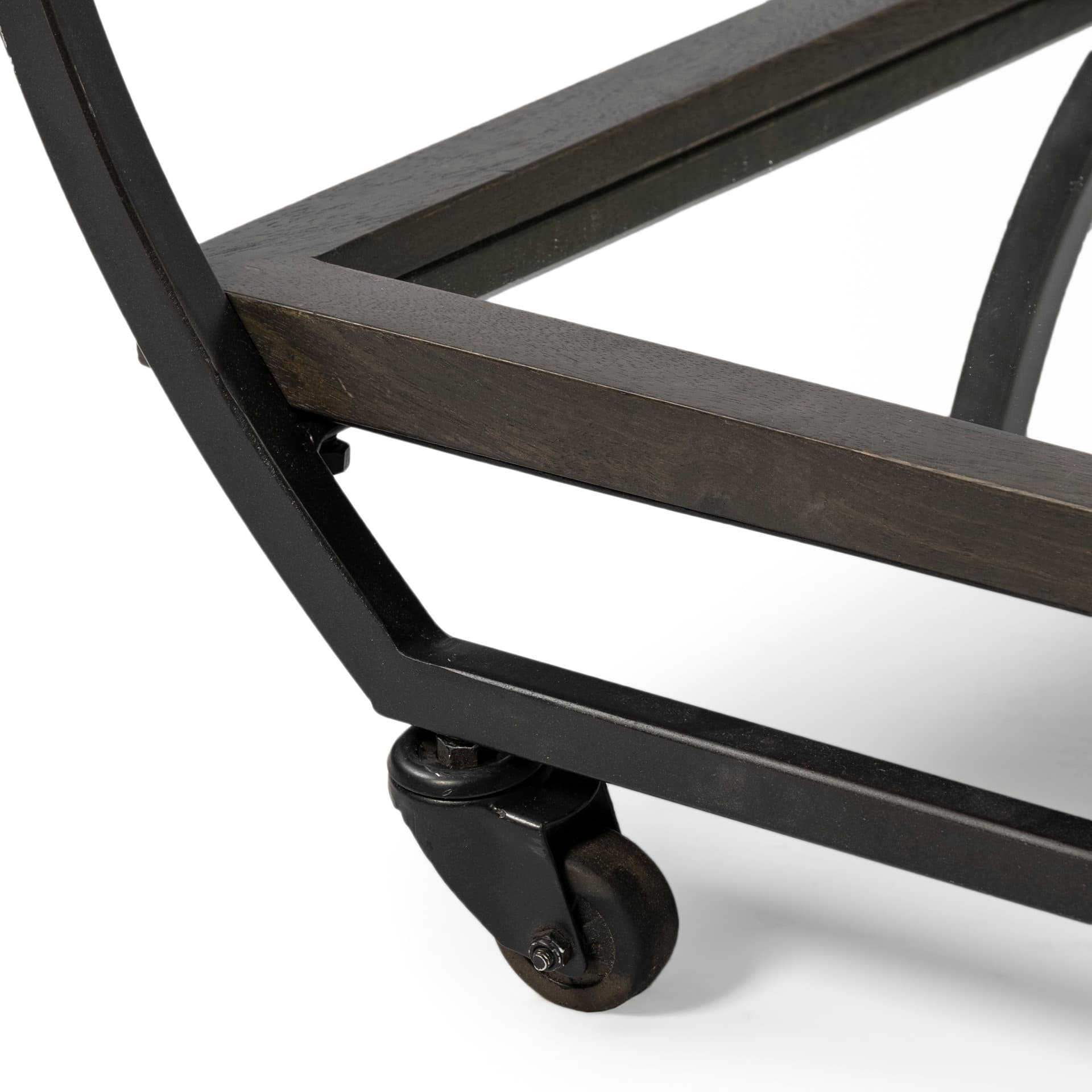 Chriselle Black Metal And Glass Two Tier Bar Cart — product photograph