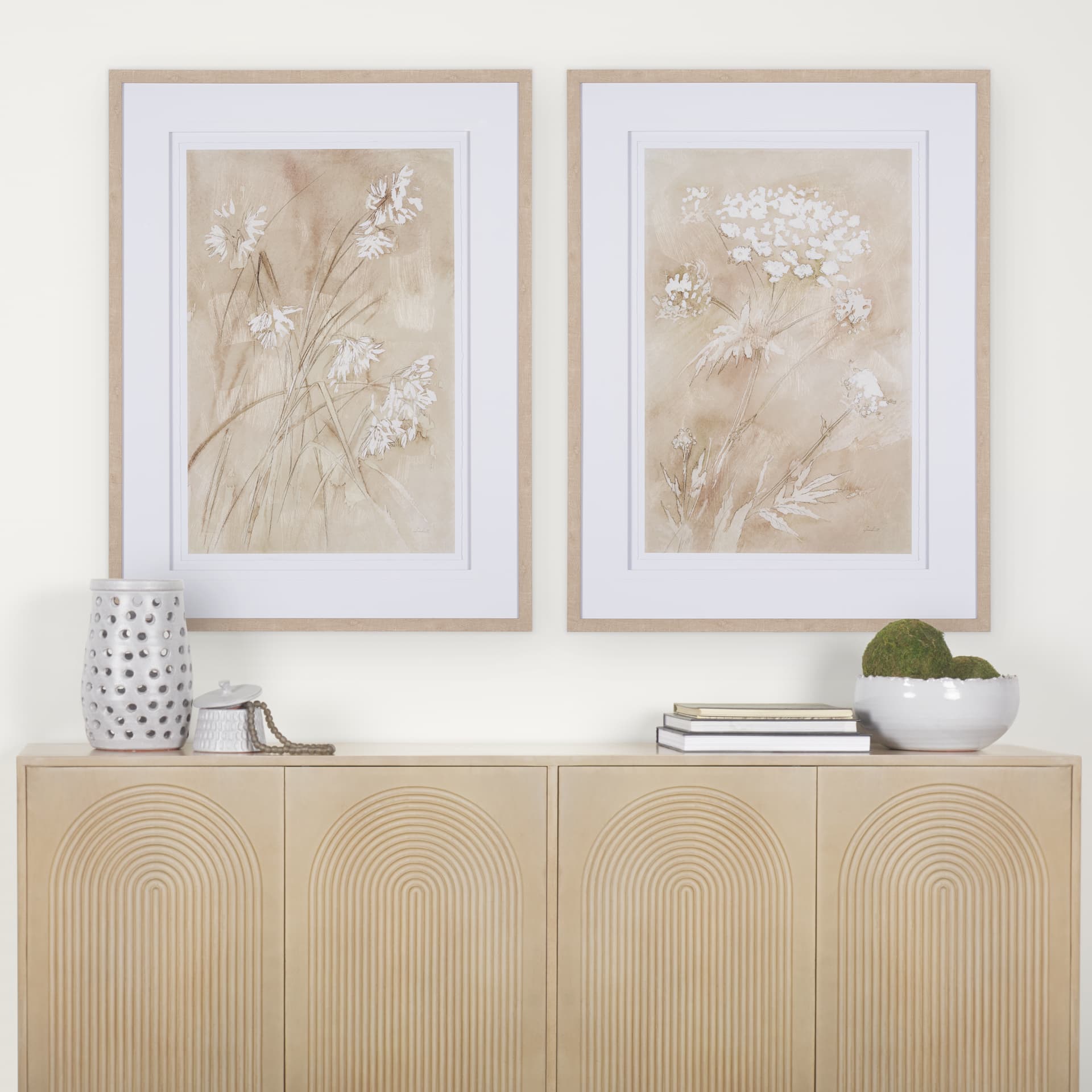 Wildflower II by Mercana Studio a Hand Embellished Textured Framed Art Print Matted under Glass — in a styled room